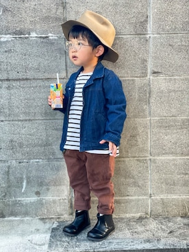 「14+（イチヨンプラス）のアイテム」を使った、yuto@airiさん（キッズ・90cm）の秋コーディネート