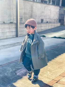 「ミニタリー」｜「アイテム（ジャケット/アウター）」を使った、yuto@airiさん（キッズ・90cm）の冬コーディネート
