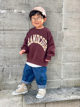 「アイテム（タンクトップ、ホワイト系）」を使った、yuto@airiさん（キッズ・90cm）の秋コーディネート