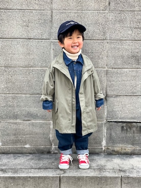 「アイテム（モッズコート）」を使った、yuto@airiさん（キッズ・90cm）の冬コーディネート