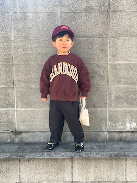 「UNIVERSAL OVERALL（ユニバーサルオーバーオール）のアイテム（帽子）」を使った、yuto@airiさん（キッズ・90cm）の冬コーディネート