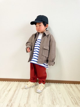 「アイテム（ブルゾン、ブラウン系）」を使った、yuto@airiさん（キッズ・100cm）の冬コーディネート