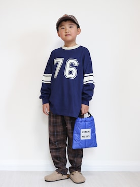 「CIAOPANIC TYPY（チャオパニックティピー）のアイテム（帽子）」を使った、yuto@airiさん（キッズ・128cm）の秋コーディネート