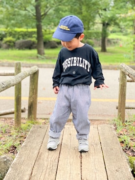 「devirock（デビロック）のアイテム（帽子）」を使った、yuto@airiさん（キッズ・90cm）の秋コーディネート