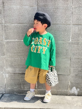「ごきげんウィーク」｜「アイテム（ハンチング/ベレー帽）」を使った、yuto@airiさん（キッズ・100cm）の春コーディネート