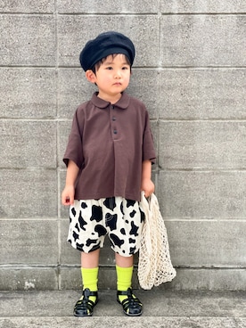 「GLOBAL WORK（グローバルワーク）のアイテム（ハンチング/ベレー帽）」を使った、yuto@airiさん（キッズ・100cm）の春コーディネート
