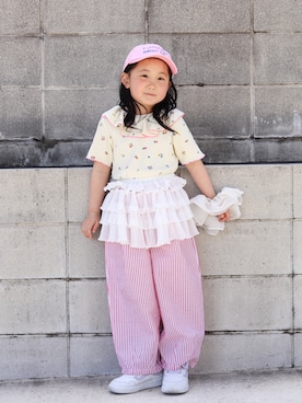 「アイテム（キャップ）」を使った、yuto@airiさん（キッズ・110cm）の春コーディネート