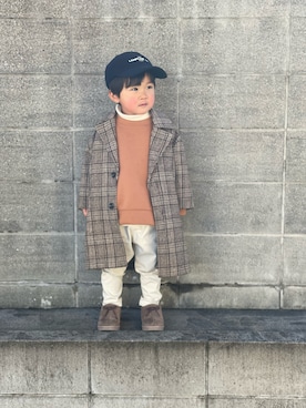 「チェック柄に恋してる」｜「アイテム（ラッピングキット）」を使った、yuto@airiさん（キッズ・90cm）の冬コーディネート