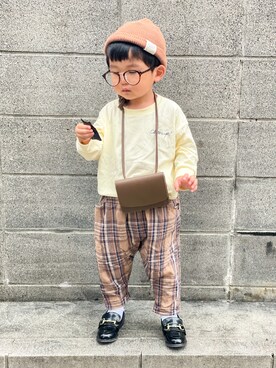 「BAYFLOW（ベイフロー）のアイテム（メガネ）」を使った、yuto@airiさん（キッズ・90cm）の秋コーディネート