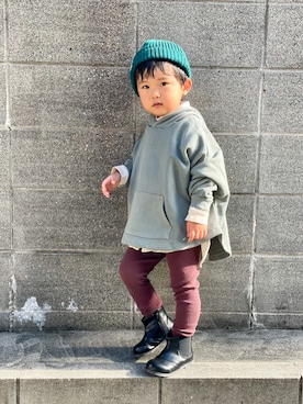 「B:MING by BEAMS（ビーミングバイビームス）のB:MING by BEAMS / リブ ワッチキャップ（ニットキャップ/ビーニー）」を使った、yuto@airiさん（キッズ・90cm）の秋コーディネート