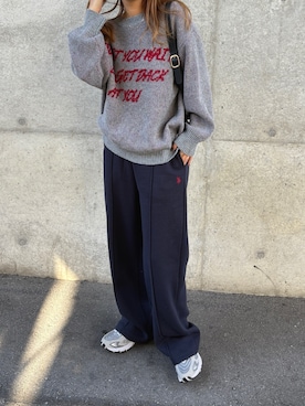 「アイテム（スウェットパンツ）」を使った、misaさん（レディース・159cm）の秋コーディネート