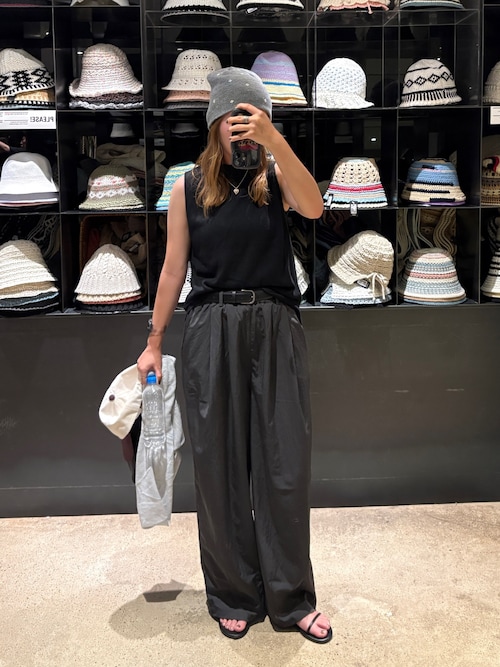 セール】しぼ感が可愛いダブルタックナイロンカーブイージーパンツ