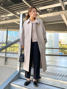 「LAKOLE（ラコレ）のアイテム（ステンカラーコート）」を使った、yuuさん（レディース・165cm）の秋コーディネート