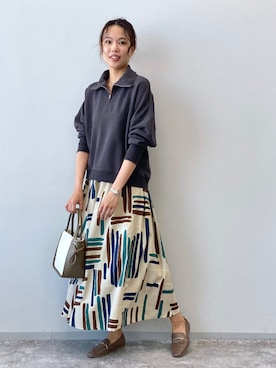 「スエット」｜「アイテム（ローファー）」を使った、yuuさん（レディース・165cm）の春コーディネート