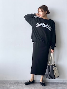 「スエット」｜「アイテム（ローファー）」を使った、yuuさん（レディース・165cm）の春コーディネート