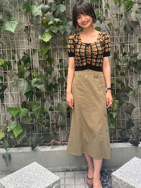 「AS KNOW AS PINKY（アズノゥアズピンキー）のアイテム（サンダル）」を使った、花咲さん（レディース・172cm）の夏コーディネート