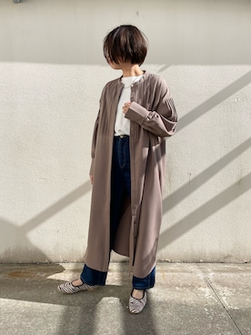 「prose verse（プロズヴェール）のアイテム（シャツワンピース）」を使った、minaさん（レディース・159cm）の冬コーディネート