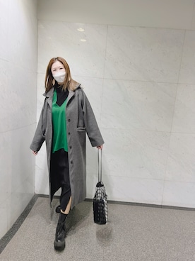 「LVEU.（ラブユ.）のアイテム（ステンカラーコート）」を使った、Sana さん（レディース・163cm）の秋コーディネート