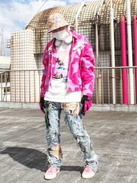 「KANGOL（カンゴール）のアイテム（キャップ）」を使った、亞當碎骨さん（メンズ・175cm）の秋コーディネート