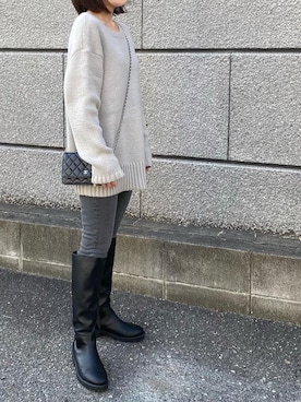 「mystic（ミスティック）のボリュームロングブーツ（ブーツ）」を使った、ikmさん（レディース・158cm）の冬コーディネート