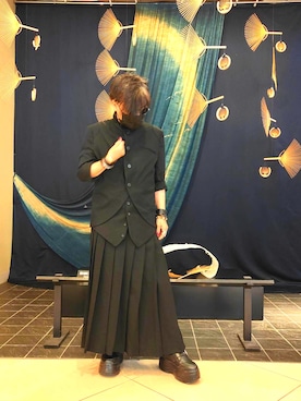 「Yohji Yamamoto（ヨウジヤマモト）のアイテム（その他アウター）」を使った、小麦さん（レディース・153cm）の夏コーディネート