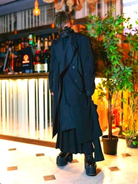 「Yohji Yamamoto（ヨウジヤマモト）のアイテム（ジャケット/アウター）」を使った、小麦さん（レディース・153cm）の冬コーディネート