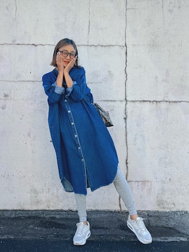 「アイテム（シャツワンピース）」を使った、宮原英里さん（レディース・168cm・30代）の冬コーディネート