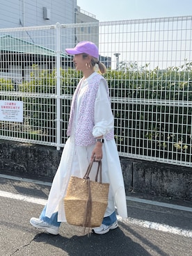 「アイテム（シャツワンピース）」を使った、宮原英里さん（レディース・168cm・30代）の春コーディネート