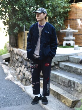 「masterkey（マスターキー）のアイテム（パンツ）」を使った、417さん（メンズ・168cm）の秋コーディネート