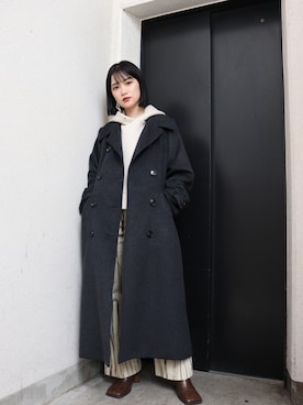 「コーディネート」｜「アイテム（チェスターコート）」を使った、MURUAさん（レディース・160cm）の秋コーディネート