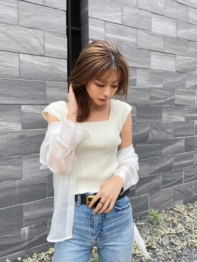 「MURUA（ムルーア）のアイテム（タンクトップ）」を使った、MURUAさん（レディース・160cm）の夏コーディネート