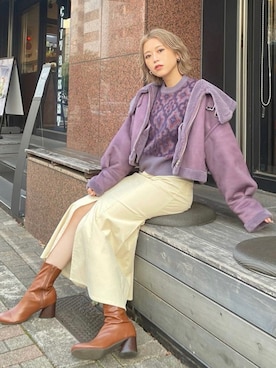 「murua」｜「アイテム（ジャケット/アウター）」を使った、MURUAさん（レディース・160cm）の冬コーディネート