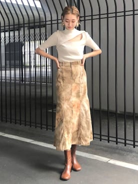 「肌見せ」｜MURUAさん（レディース・160cm）の秋コーディネート