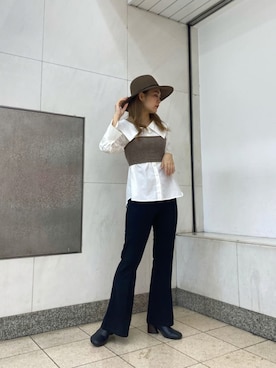 「MURUA（ムルーア）のアイテム（帽子）」を使った、MURUAさん（レディース・160cm）の秋コーディネート