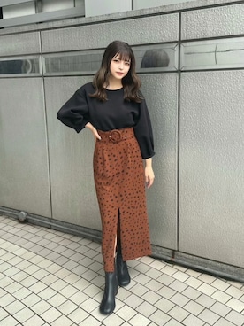 「MURUA（ムルーア）のアイテム（Tシャツ/カットソー）」を使った、MURUAさん（レディース・160cm）の秋コーディネート