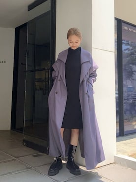 「カラーコート」｜「アイテム（ワンピース/ドレス）」を使った、MURUAさん（レディース・160cm）の秋コーディネート