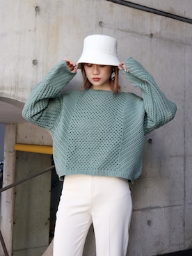 「MURUA（ムルーア）のアイテム（帽子）」を使った、MURUAさん（レディース・160cm）の冬コーディネート