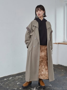 「MURUA（ムルーア）のアイテム（トレンチコート）」を使った、MURUAさん（レディース・160cm）の秋コーディネート