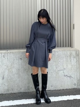 「ミニワンピ」｜MURUAさん（レディース・160cm）の秋コーディネート