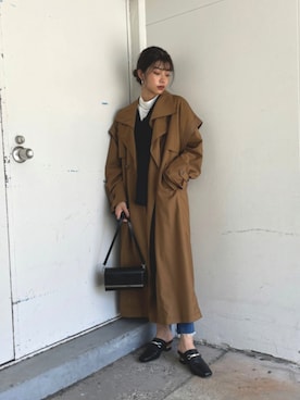 「MURUA（ムルーア）のアイテム（トレンチコート）」を使った、MURUAさん（レディース・160cm）の秋コーディネート