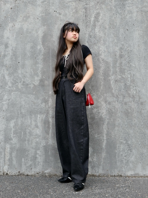 「Ada.（エイダ）のレイヤード風 カットソー トップス バレエコア ウィッシュコア（Tシャツ/カットソー）」を使った、花音さん（キッズ・150cm）の春コーディネート