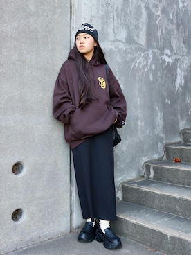 「アイテム（ローファー）」を使った、花音さん（キッズ・149cm）の冬コーディネート