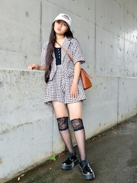 「アイテム（帽子）」を使った、花音さん（キッズ・149cm）の夏コーディネート