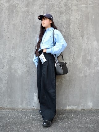 「U.S. POLO ASSN.（ユーエスポロアッスン）の∴WEGO/U.S.POLO ASSN.別注ビッグシルエットシャツ（シャツ/ブラウス）」を使った、花音さん（キッズ・150cm）の春コーディネート