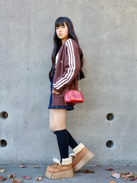 「アイテム（スカート）」を使った、花音さん（キッズ・149cm）の冬コーディネート