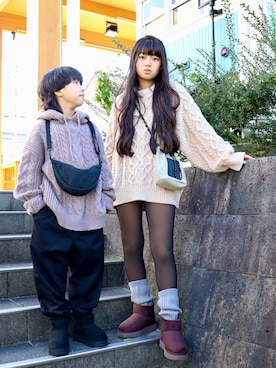 「アイテム（レッグウェア）」を使った、花音さん（キッズ・149cm）の秋コーディネート