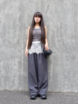 「LADY LIKE(レディライク)のレース切替えパット付きキャミソール(キャミソール)」を使った、花音さん(キッズ・150cm)の夏コーディネート