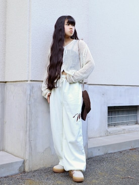 「NEW ERA（ニューエラ）のアイテム」を使った、花音さん（キッズ・149cm）の秋コーディネート