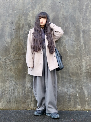 「Bonjour Sagan（ボンジュールサガン）のアシンメトリーネックリブニット（ニット/セーター）」を使った、花音さん（キッズ・150cm）の冬コーディネート