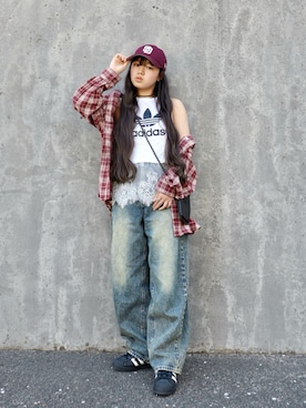 「アイテム（キャミソール）」を使った、花音さん（キッズ・150cm）の春コーディネート